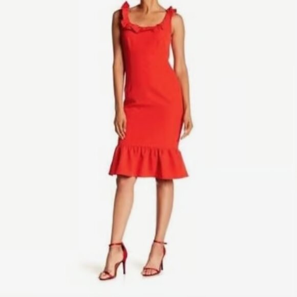 Nanette Lepore | Lipstick Red "Summer Glam" Stretch Sheath Dress 14 - Picture 1 of 8